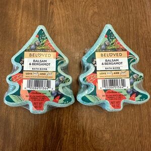 Beloved Balsam & Bergamot Limited Edition Bath Bombs 4.6oz Tree Holiday Lot Of 2